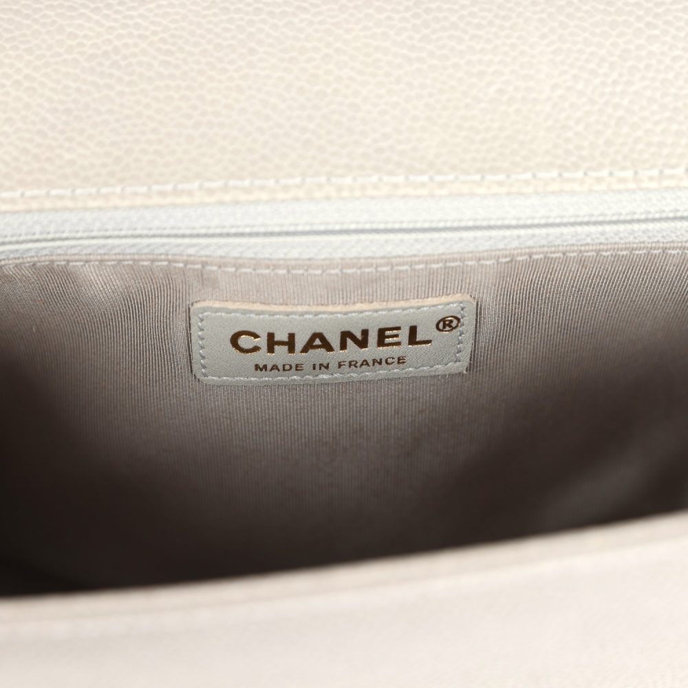 Pre-owned Chanel New Medium Boy Bag Grey Caviar Antique Gold Hardware - Image 9