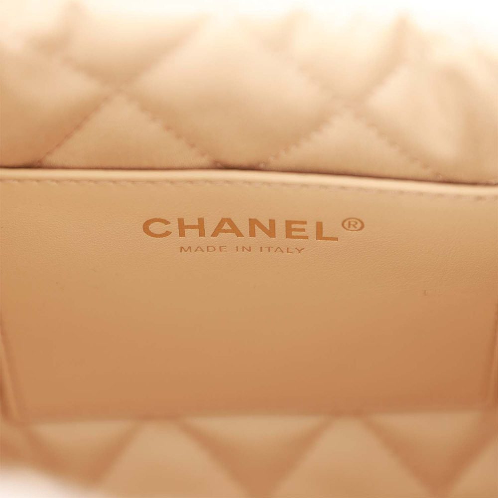 Chanel Mini 22 Bag White Calfskin Antique Gold Hardware - Image 9