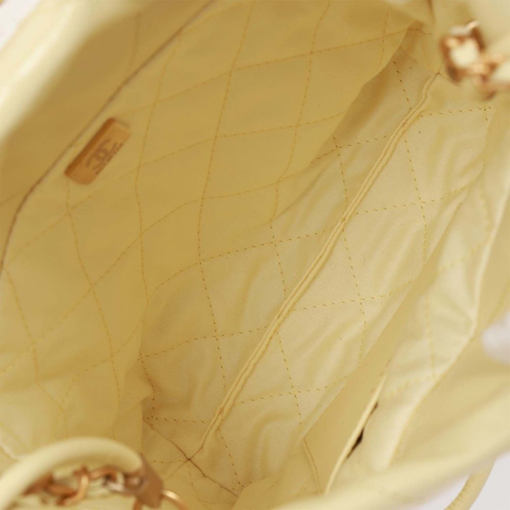 Chanel Mini 22 Bag Yellow Calfskin Gold Hardware - Image 8