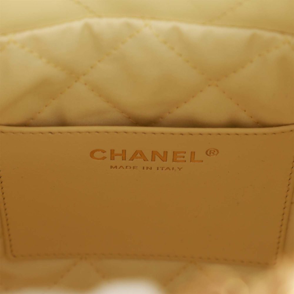 Chanel Mini 22 Bag Yellow Calfskin Gold Hardware - Image 9