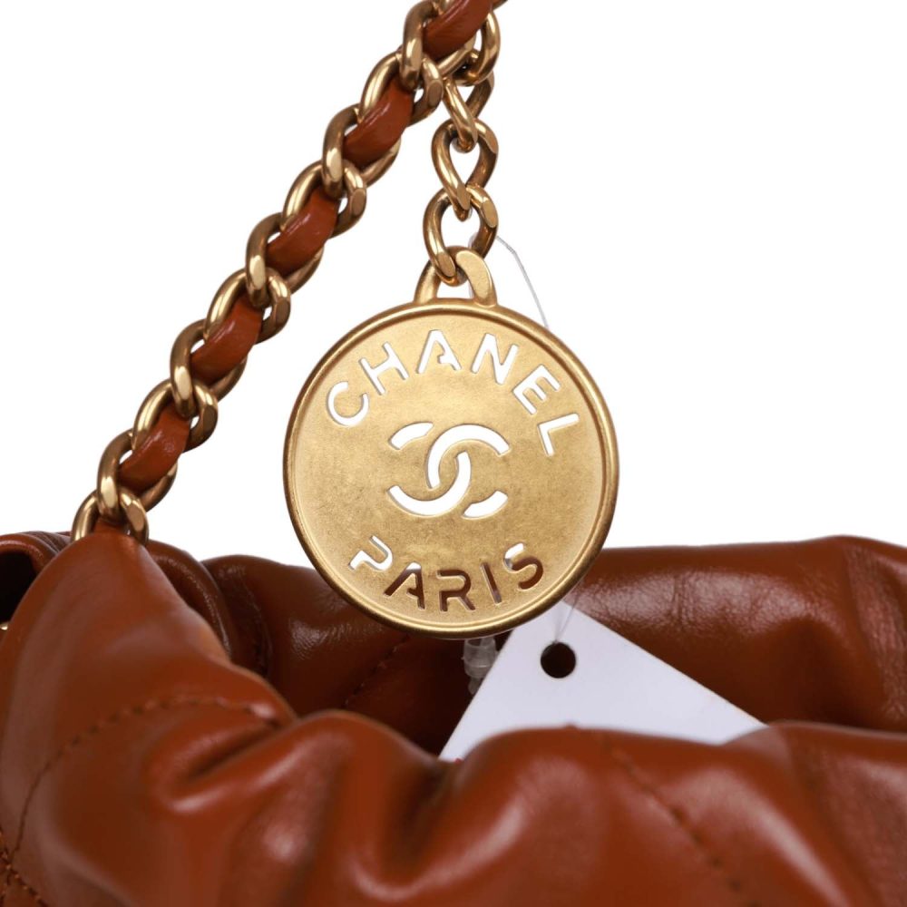 Chanel Mini 22 Bag Brown Calfskin Gold Hardware - Image 8
