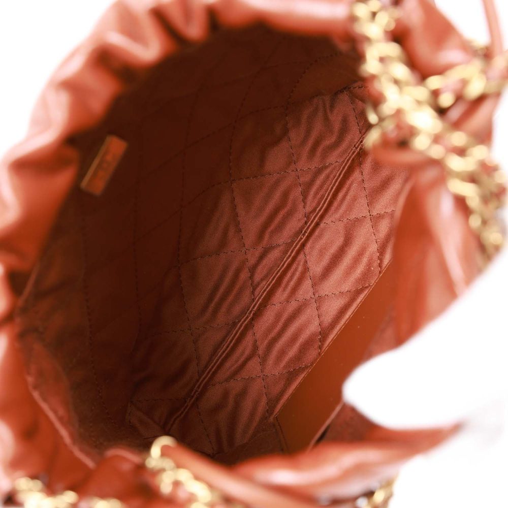 Chanel Mini 22 Bag Brown Calfskin Gold Hardware - Image 9