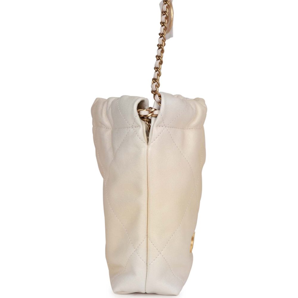 Chanel Mini 22 Bag Champagne Iridescent Calfskin Gold Hardware - Image 3