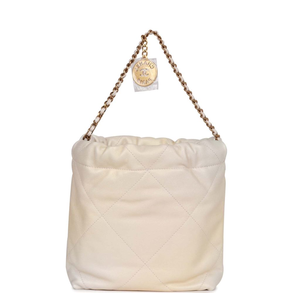 Chanel Mini 22 Bag Champagne Iridescent Calfskin Gold Hardware - Image 4