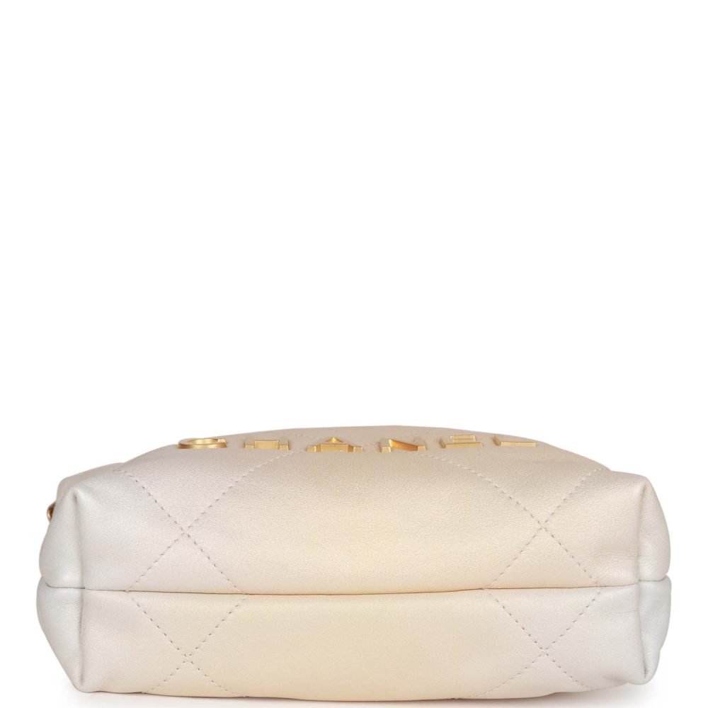 Chanel Mini 22 Bag Champagne Iridescent Calfskin Gold Hardware - Image 7