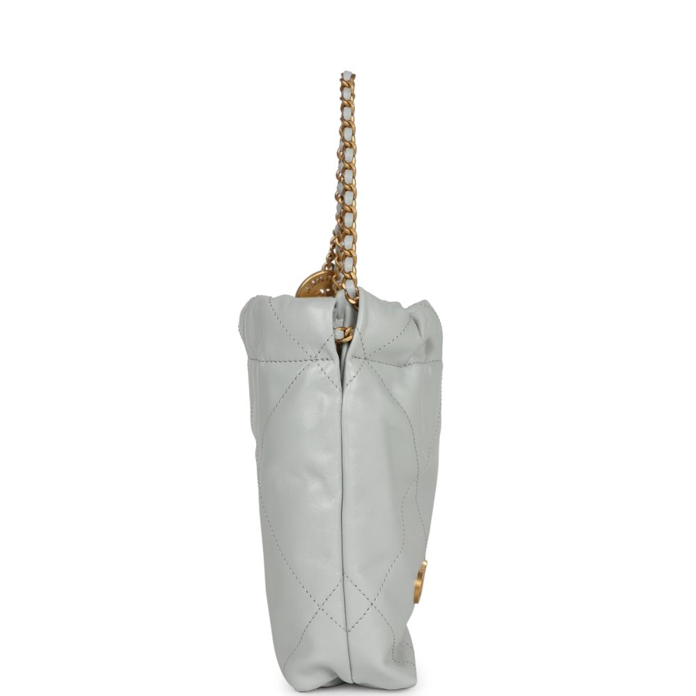 Chanel Mini 22 Bag Light Blue Calfskin Gold Hardware - Image 3