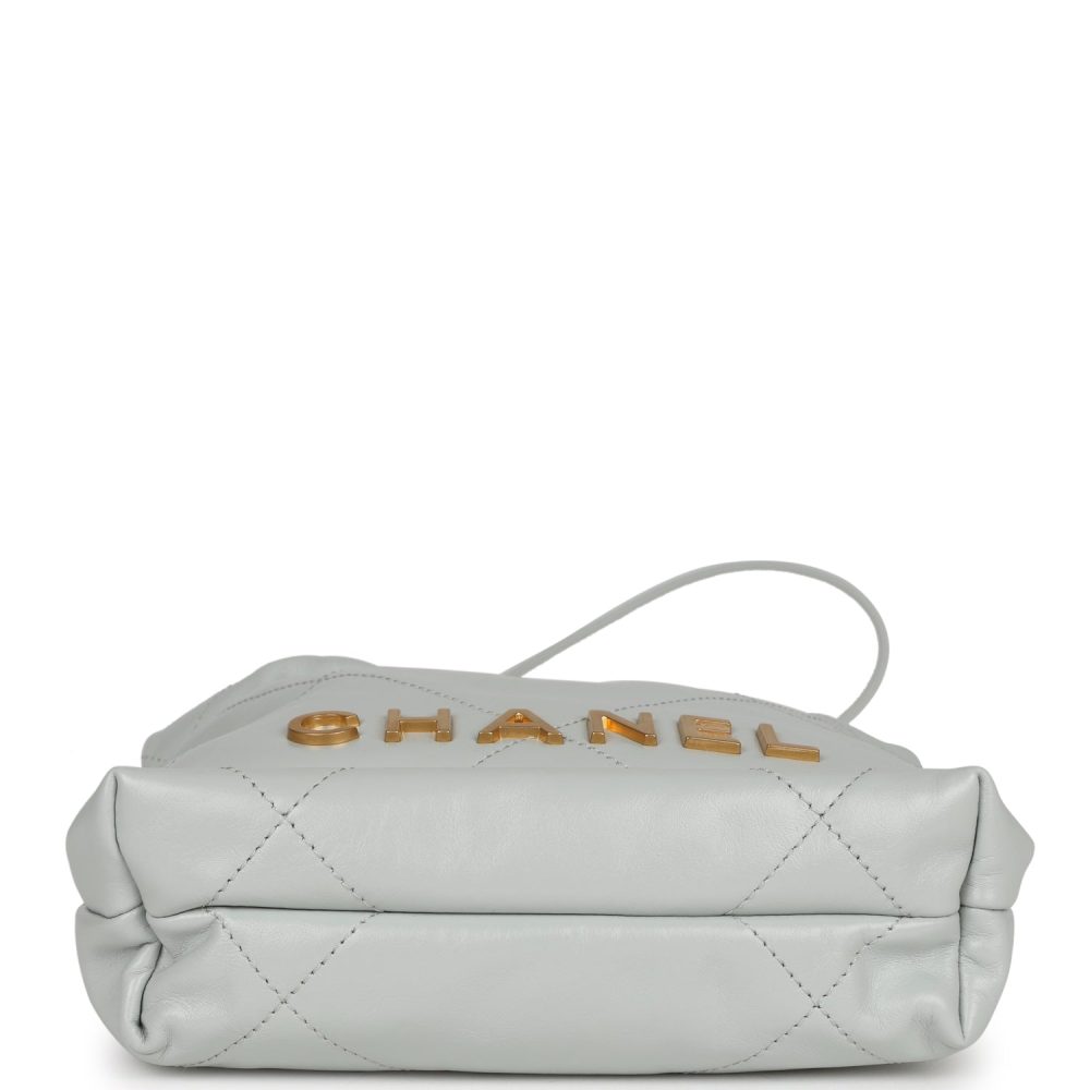 Chanel Mini 22 Bag Light Blue Calfskin Gold Hardware - Image 6