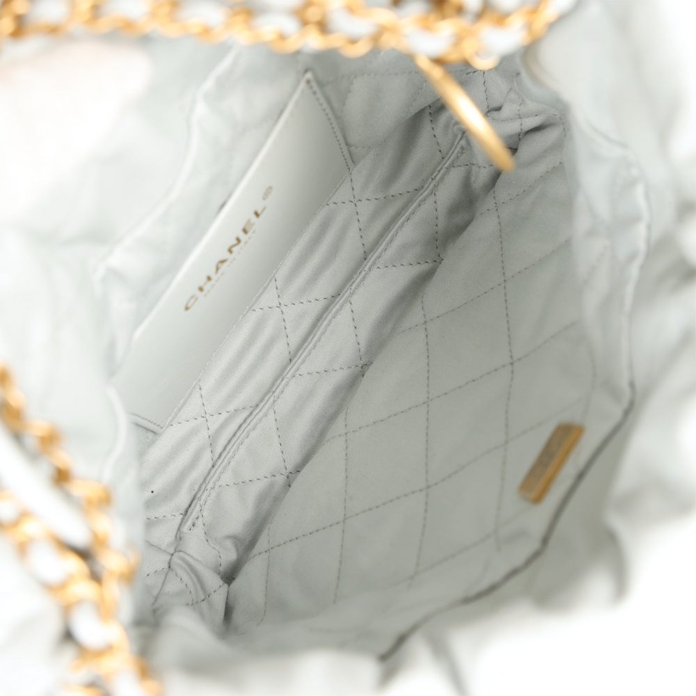 Chanel Mini 22 Bag Light Blue Calfskin Gold Hardware - Image 9