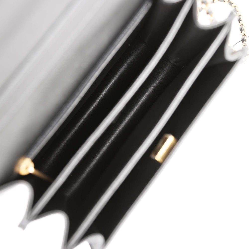Chanel Accordion Pushlock Top Handle Flap Bag Black Patent Leather Aged Gold Hardware - Image 8