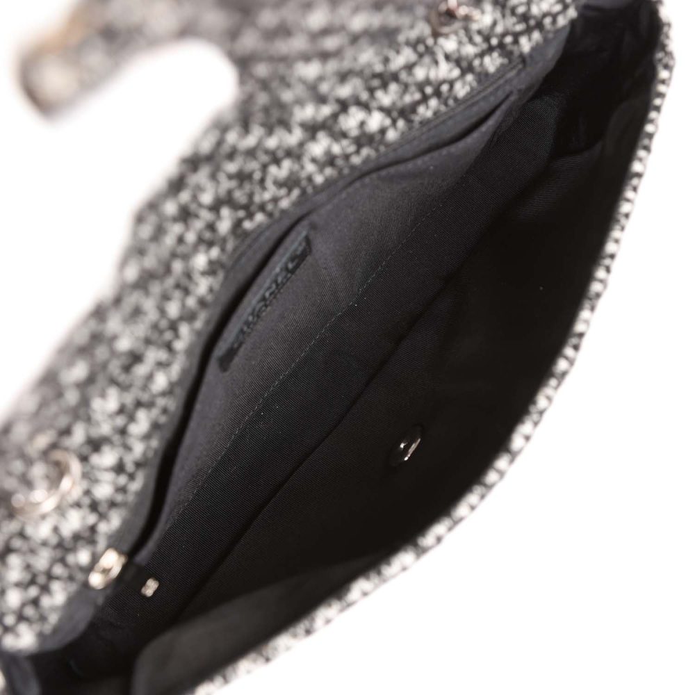 Pre-owned Chanel Medium Single Flap Black and White Tweed With Crystals Silver Hardware - Image 8
