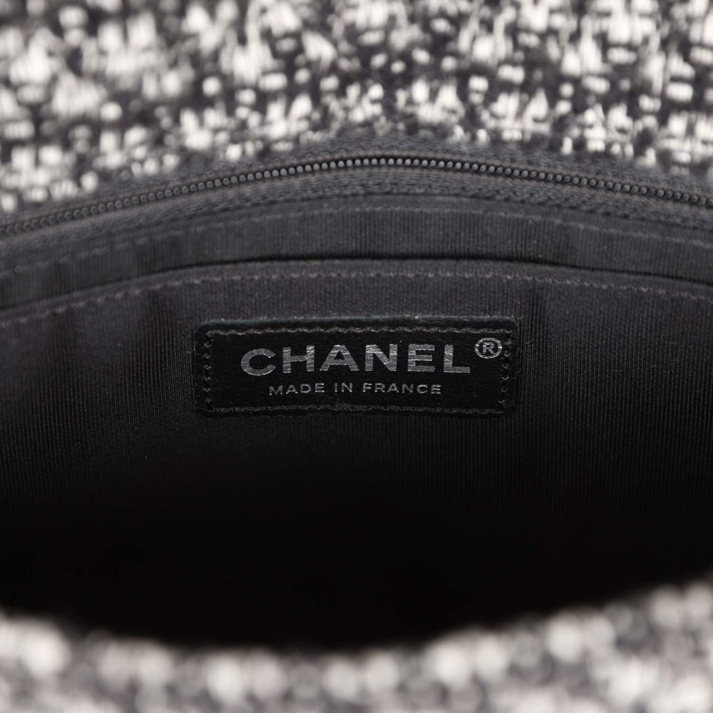 Pre-owned Chanel Medium Single Flap Black and White Tweed With Crystals Silver Hardware - Image 9