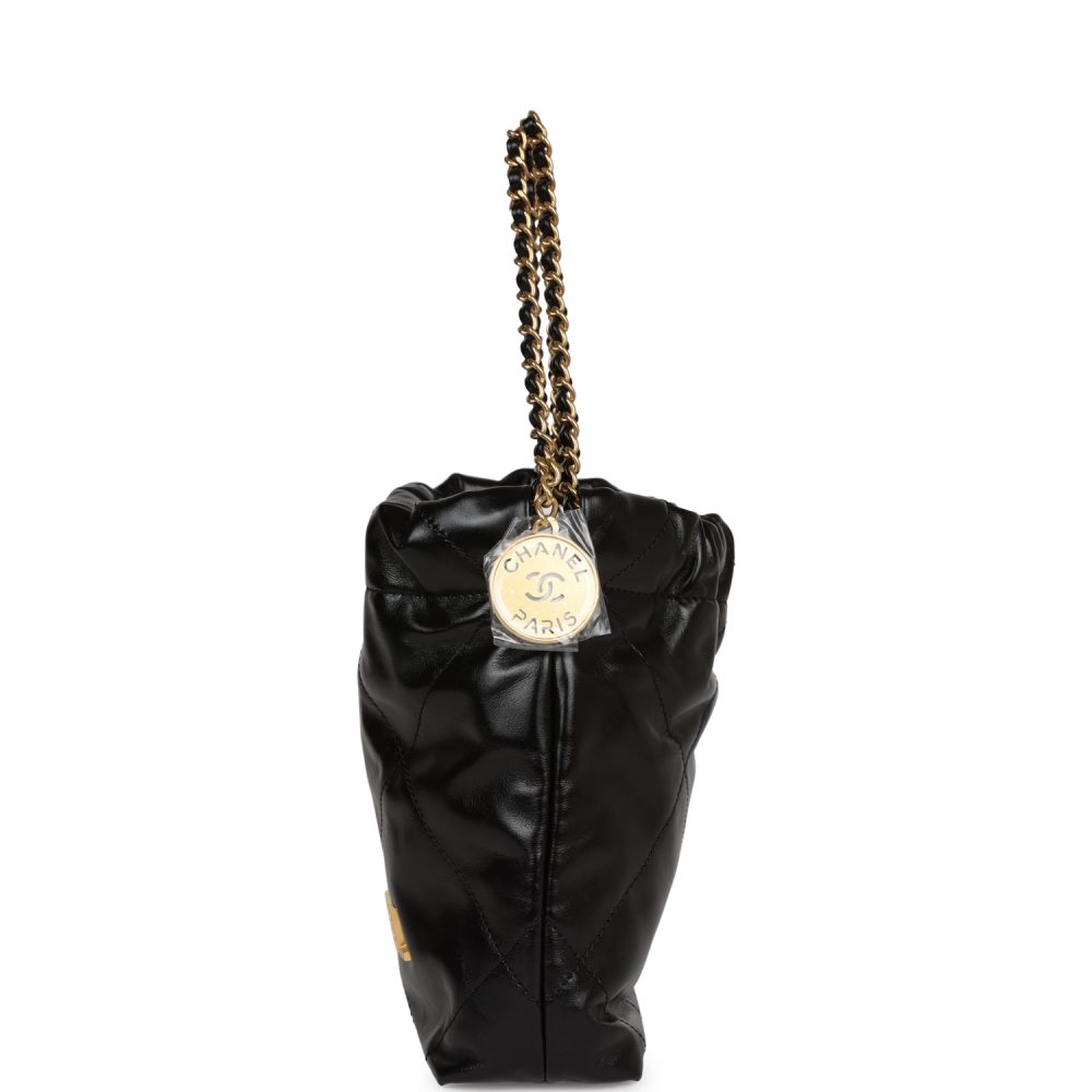 Chanel Mini 22 Bag Black Calfskin Gold Hardware - Image 6