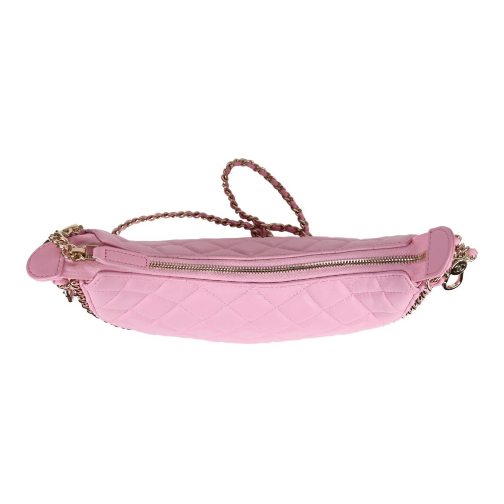 Chanel Small Chain Around Hobo Pink Lambskin Gold Hardware - Image 8