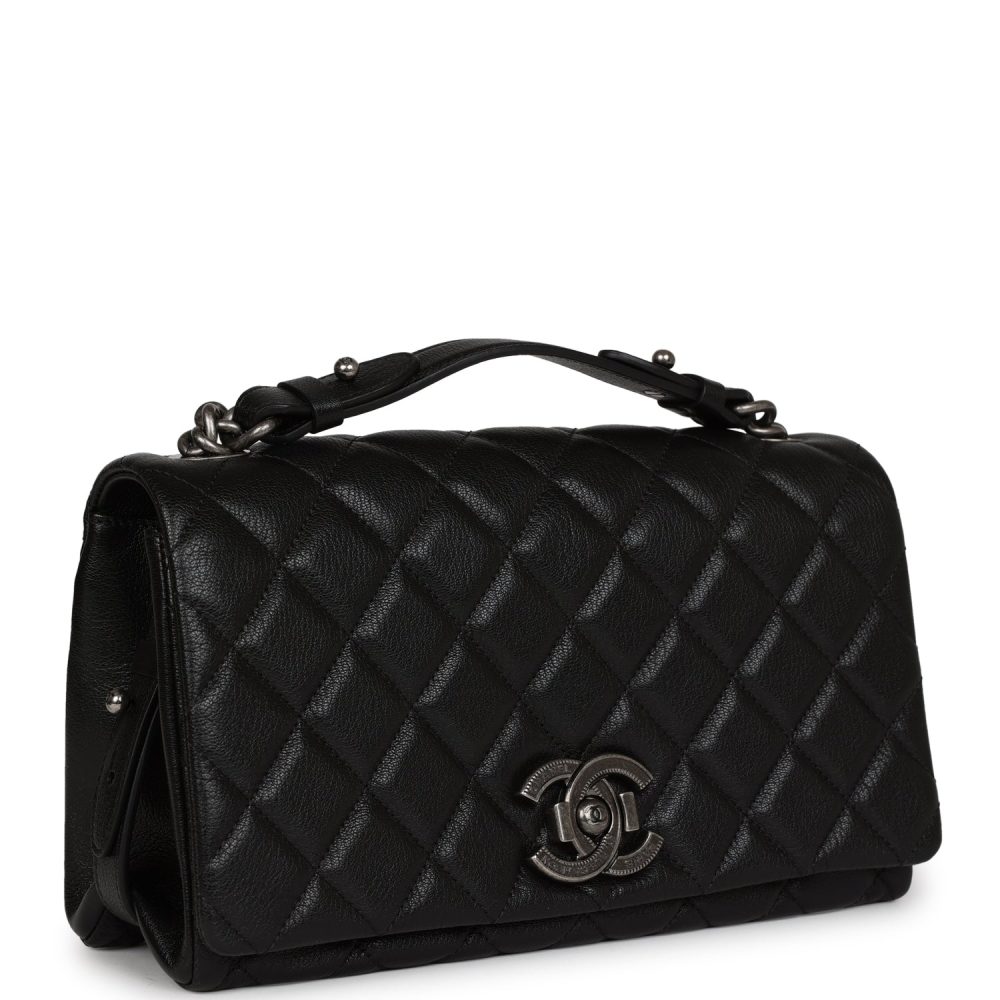 Chanel City Rock Medium Flap Black Goatskin Ruthenium Hardware - Image 2