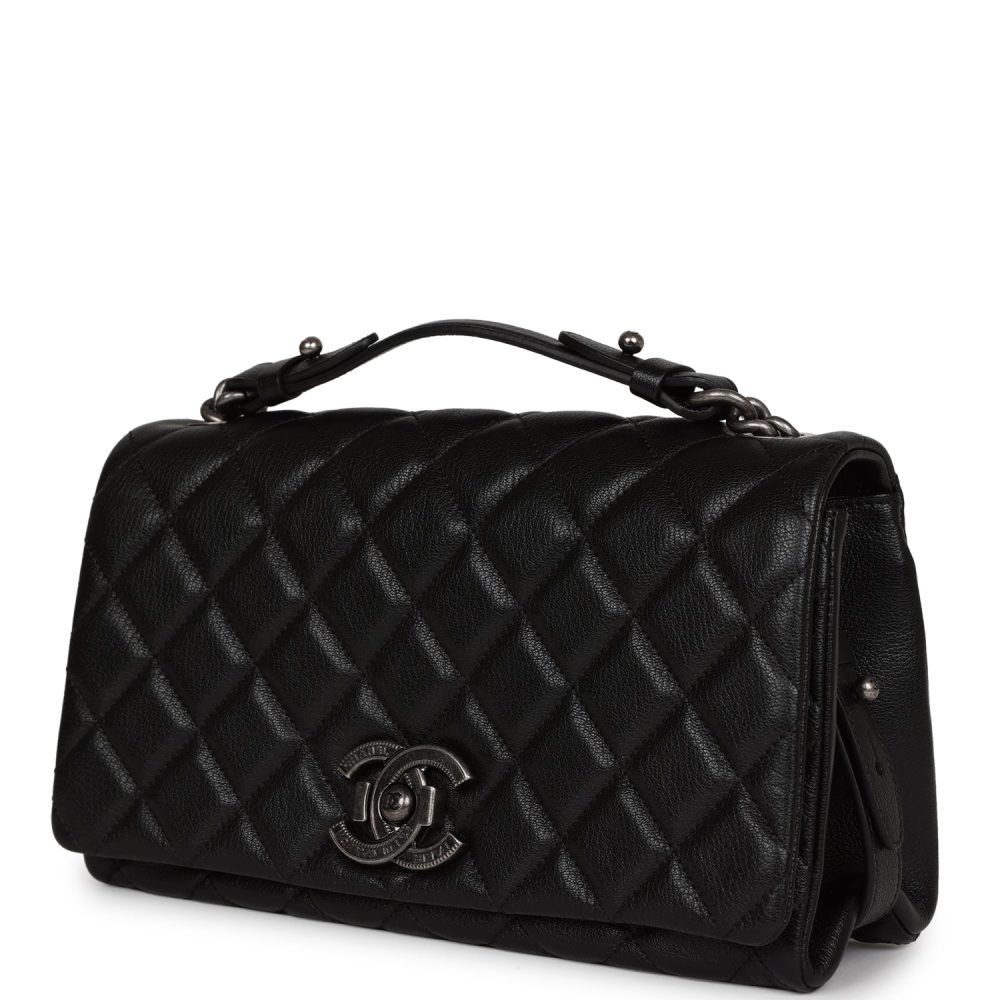 Chanel City Rock Medium Flap Black Goatskin Ruthenium Hardware - Image 5