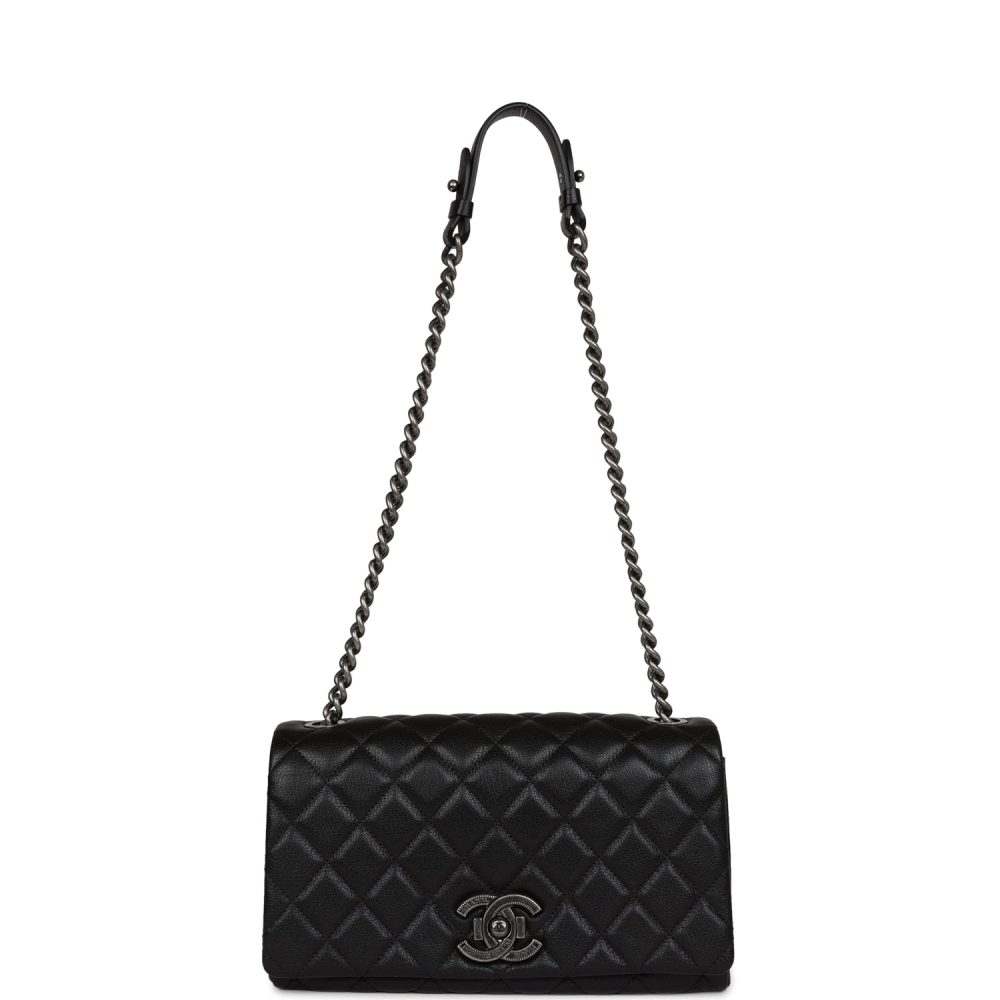 Chanel City Rock Medium Flap Black Goatskin Ruthenium Hardware - Image 7