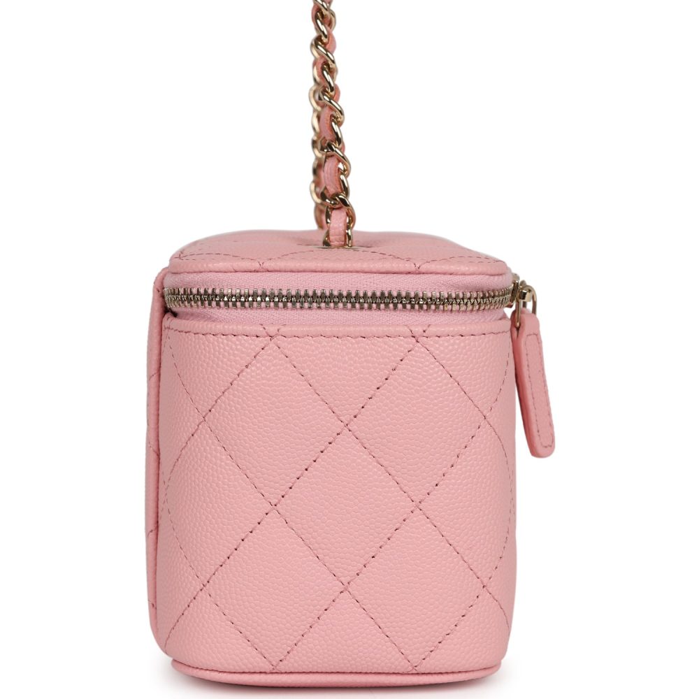 Chanel Small Classic Vanity Case Pink Caviar Light Gold Hardware - Image 3