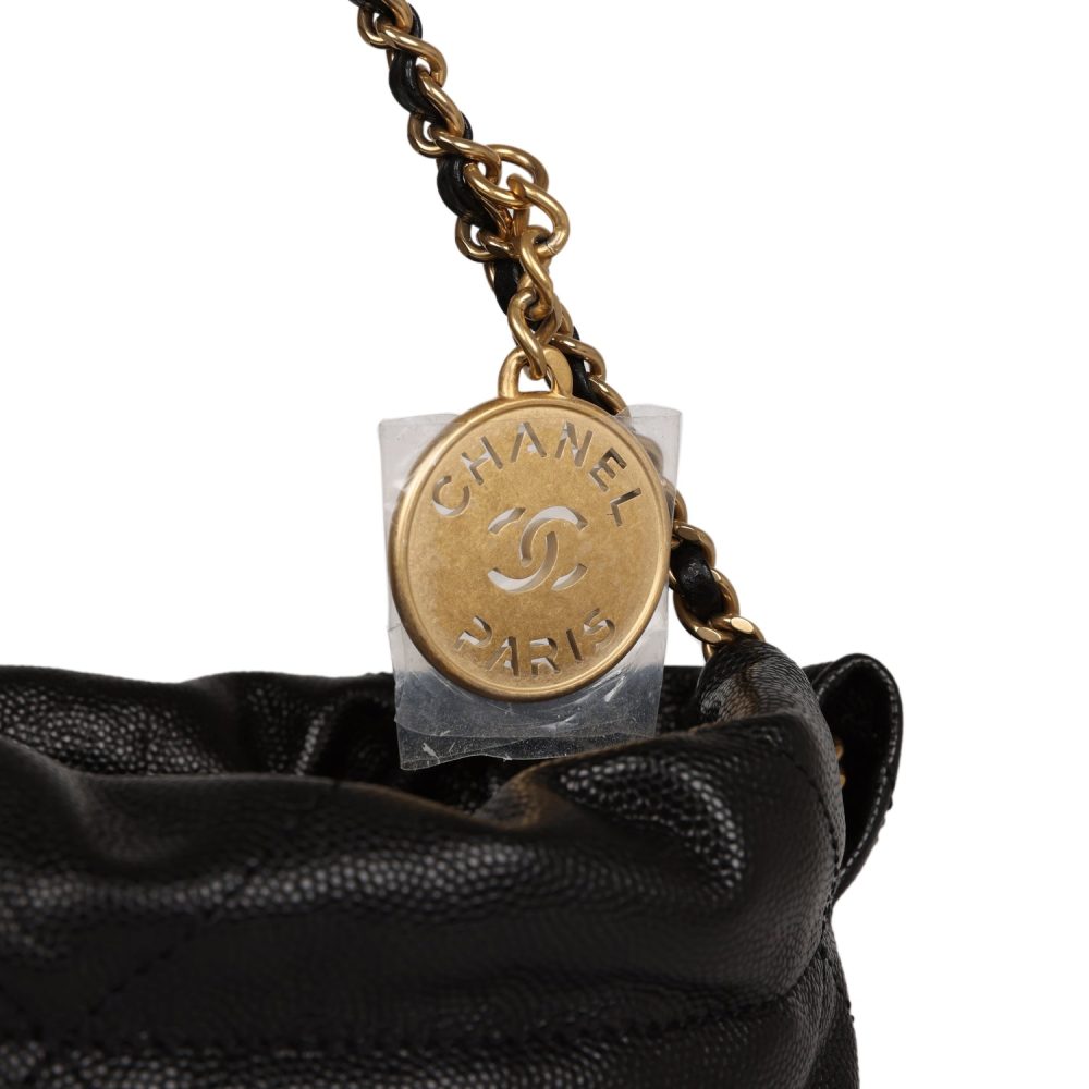 Chanel Mini 22 Bag Black Pebbled Calfskin Gold Hardware - Image 8