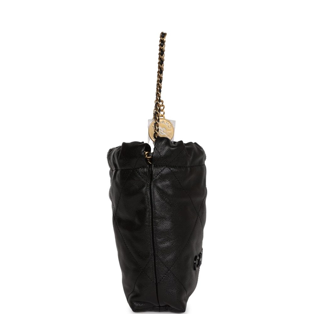 Chanel Mini 22 Bag Black Pebbled Calfskin Gold Hardware - Image 3