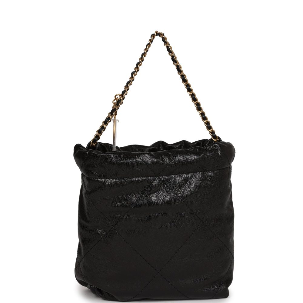 Chanel Mini 22 Bag Black Pebbled Calfskin Gold Hardware - Image 4