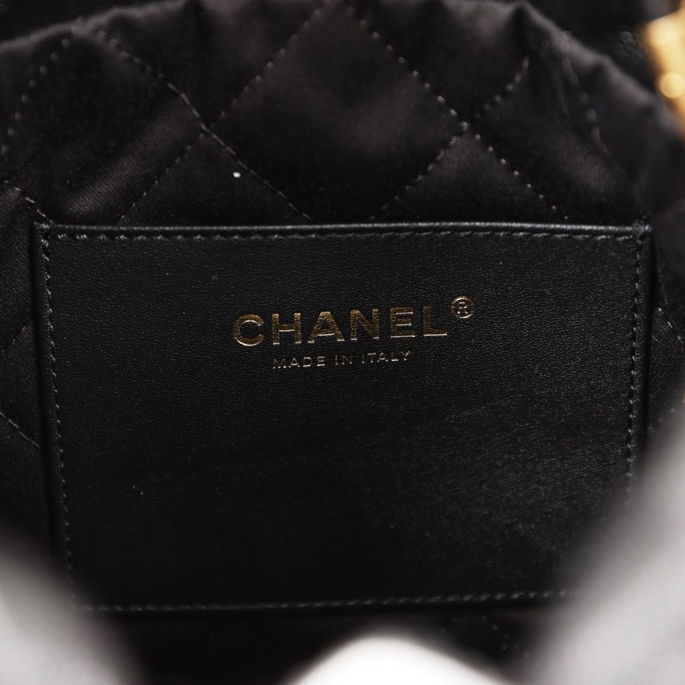 Chanel Mini 22 Bag Black Pebbled Calfskin Gold Hardware - Image 10