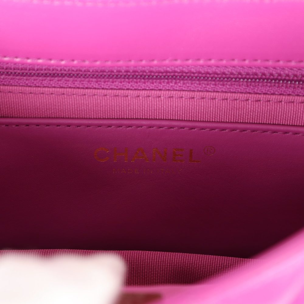 Chanel Small Crush Flap Bag Purple Shiny Aged Calfskin Brushed Gold Hardware - Image 10