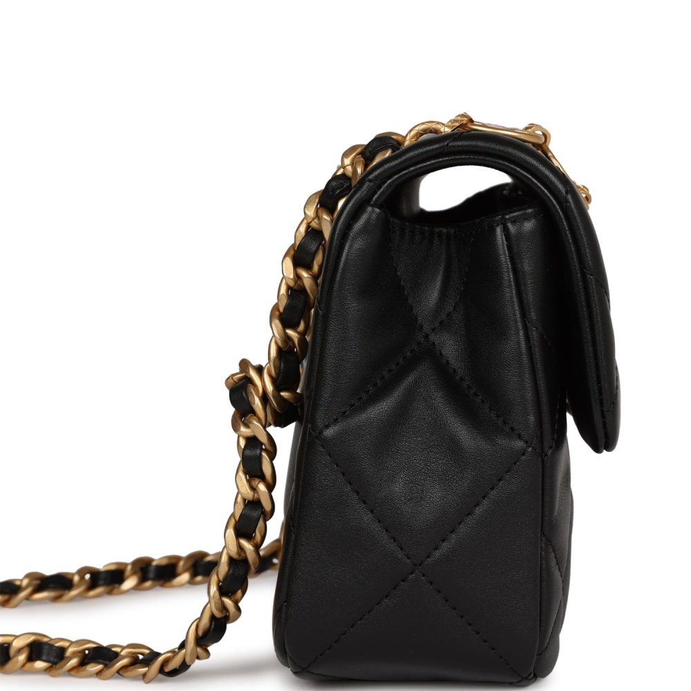 Chanel Mini Charms Flap Bag Black Lambskin Brushed Gold Hardware - Image 4