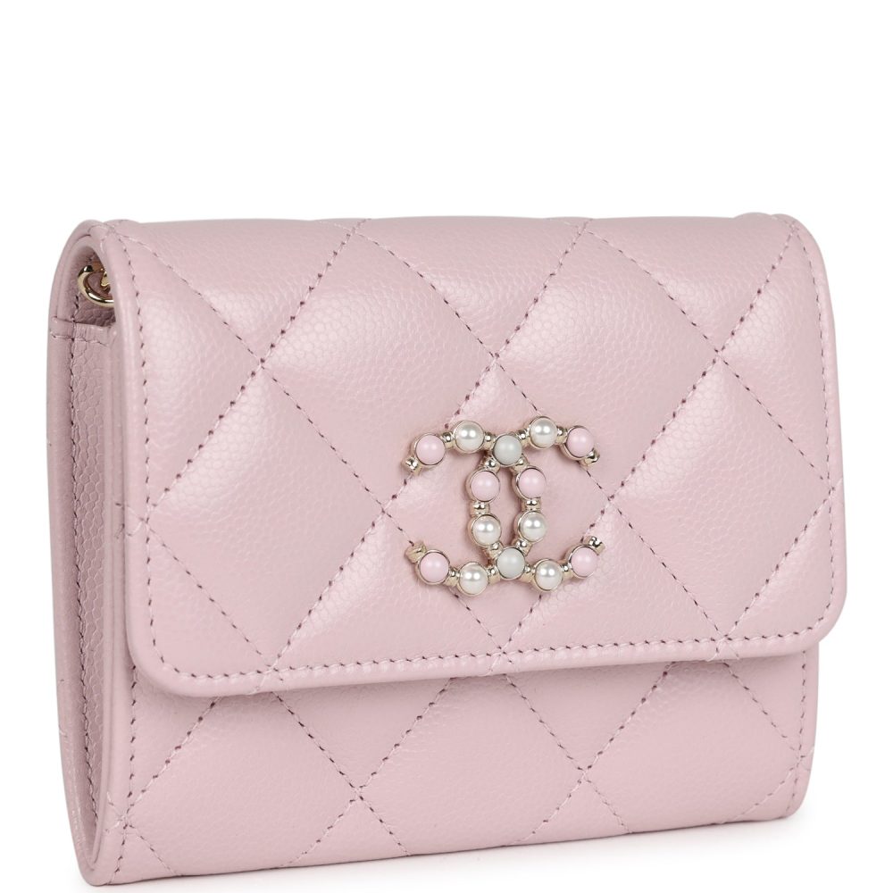 Chanel Mini Crossbody Wallet Pink Caviar Light Gold Hardware - Image 2