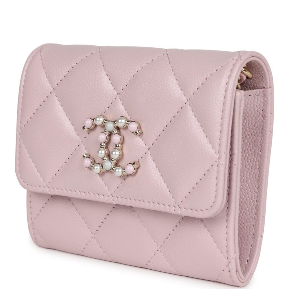 Chanel Mini Crossbody Wallet Pink Caviar Light Gold Hardware - Image 5