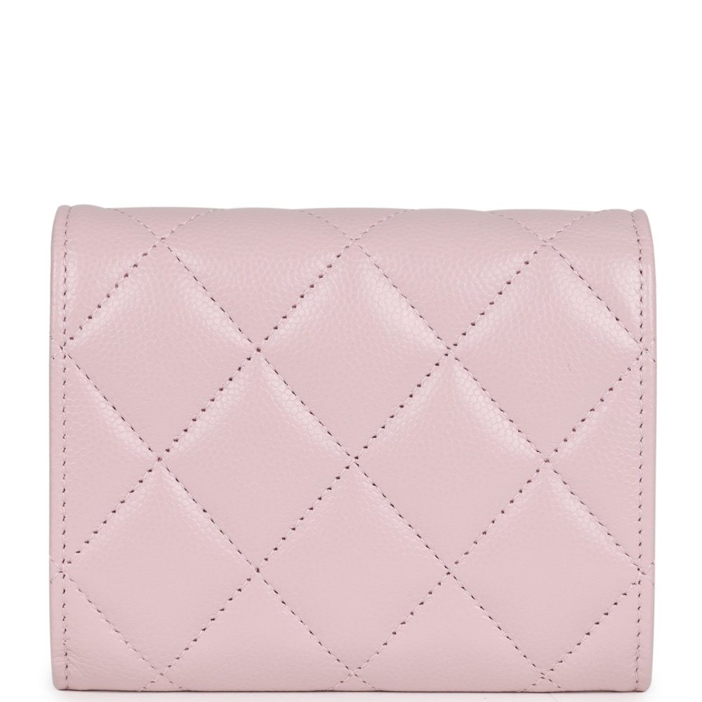 Chanel Mini Crossbody Wallet Pink Caviar Light Gold Hardware - Image 4