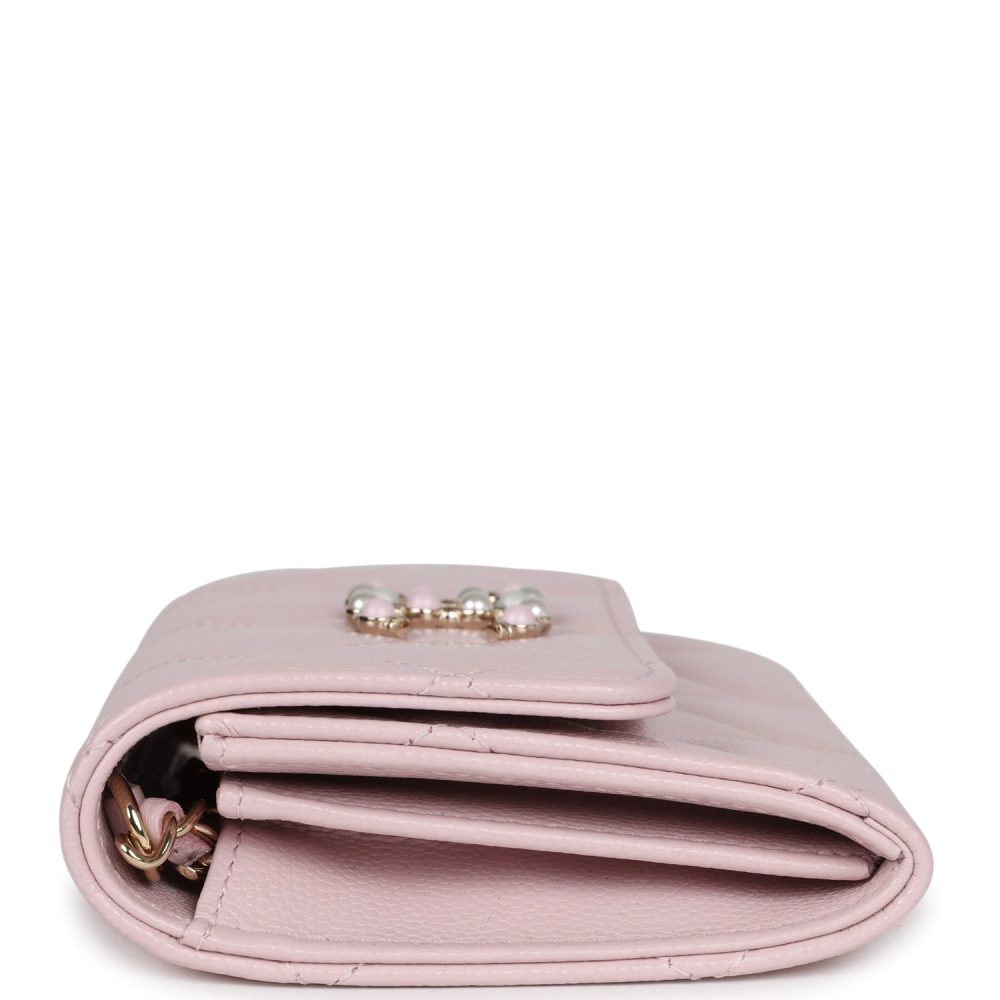 Chanel Mini Crossbody Wallet Pink Caviar Light Gold Hardware - Image 3