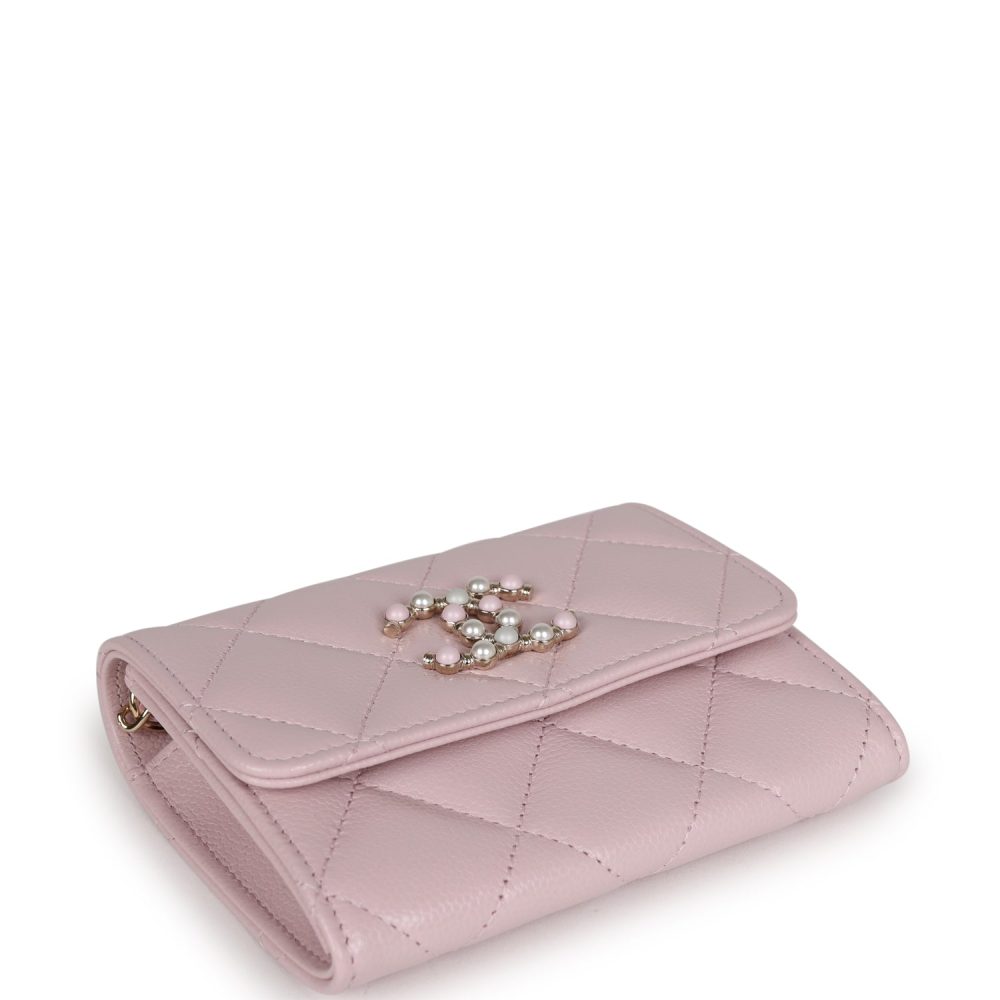 Chanel Mini Crossbody Wallet Pink Caviar Light Gold Hardware - Image 6