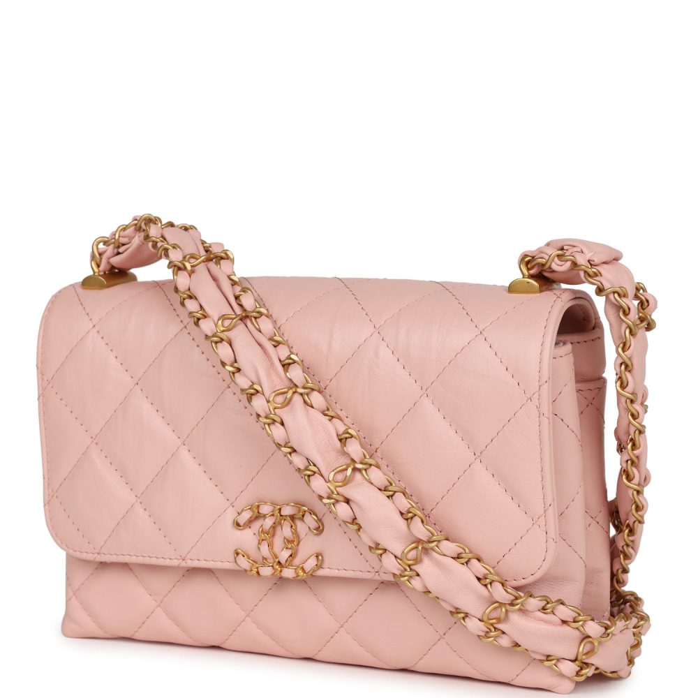 Chanel 19 Mini Flap Light Pink Aged Calfskin Brushed Gold Hardware - Image 5