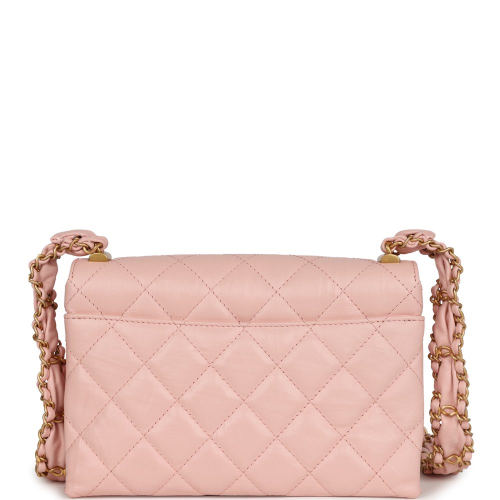 Chanel 19 Mini Flap Light Pink Aged Calfskin Brushed Gold Hardware - Image 4
