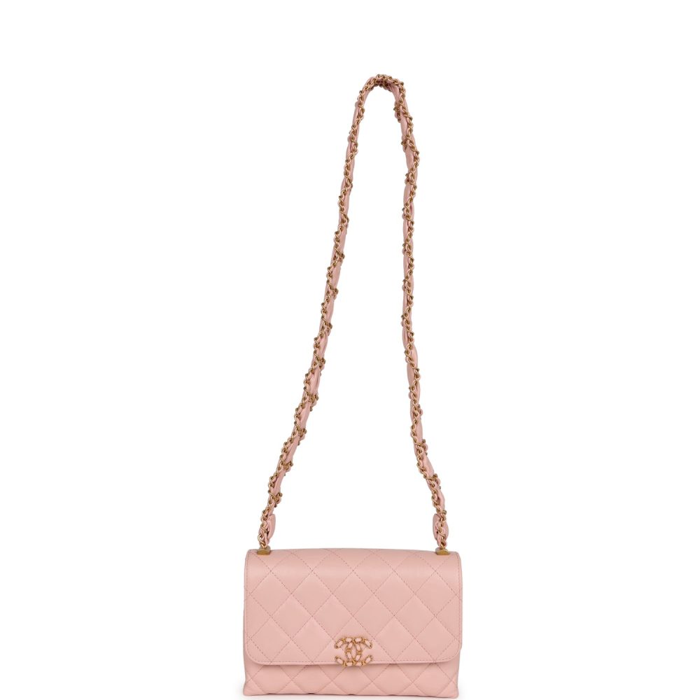 Chanel 19 Mini Flap Light Pink Aged Calfskin Brushed Gold Hardware - Image 7