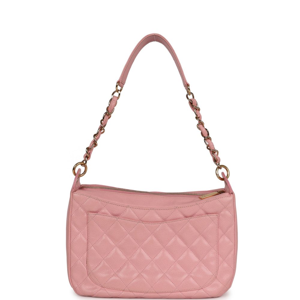 Vintage Chanel Timeless Shoulder Bag Pink Caviar Gold Hardware - Image 4