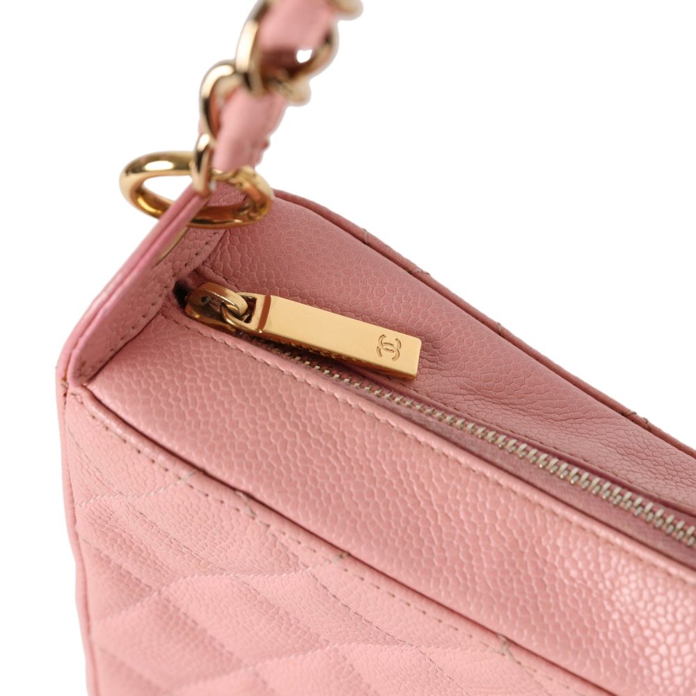Vintage Chanel Timeless Shoulder Bag Pink Caviar Gold Hardware - Image 6