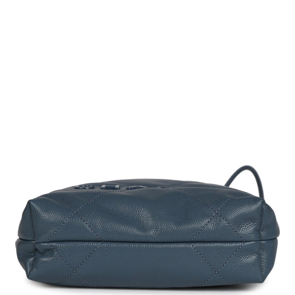 Chanel Mini 22 Bag Blue Pebbled Calfskin Gold Hardware - Image 6