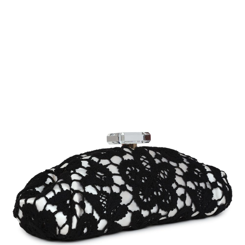 Chanel Clutch Black and White Floral Lace Gold Hardware - Image 2