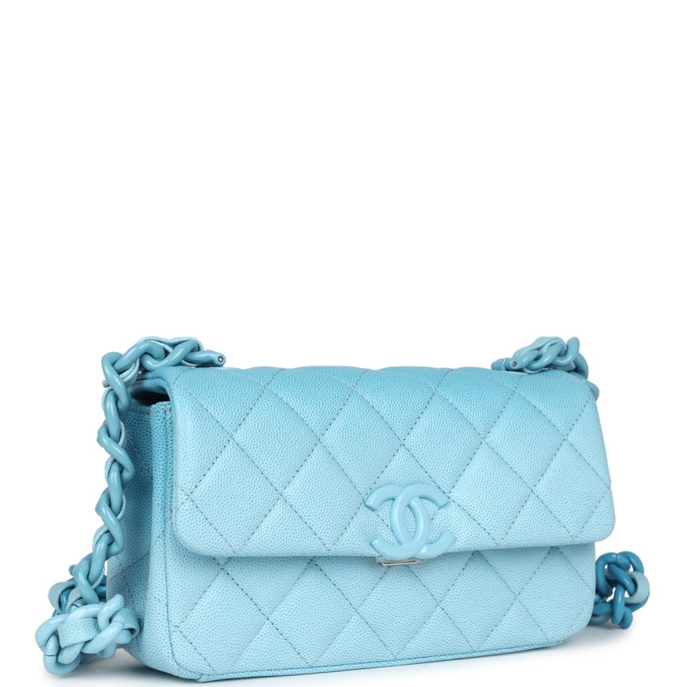Chanel Mini Flap Bag Blue Ombre Caviar Lacquered Metal Hardware - Image 2