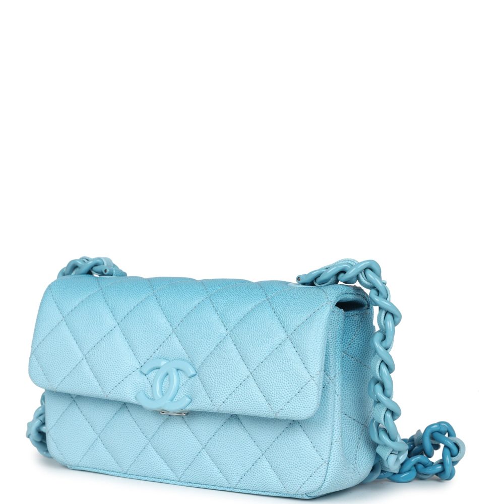 Chanel Mini Flap Bag Blue Ombre Caviar Lacquered Metal Hardware - Image 5
