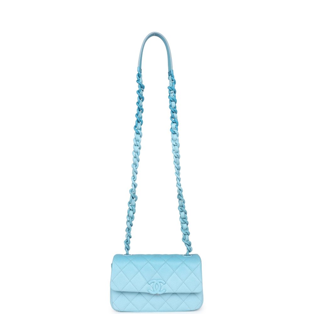 Chanel Mini Flap Bag Blue Ombre Caviar Lacquered Metal Hardware - Image 7