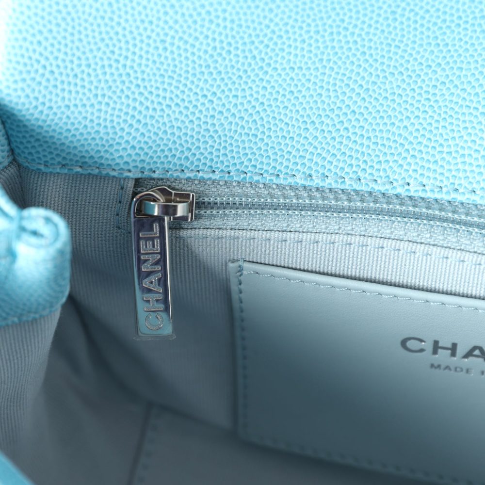 Chanel Mini Flap Bag Blue Ombre Caviar Lacquered Metal Hardware - Image 10