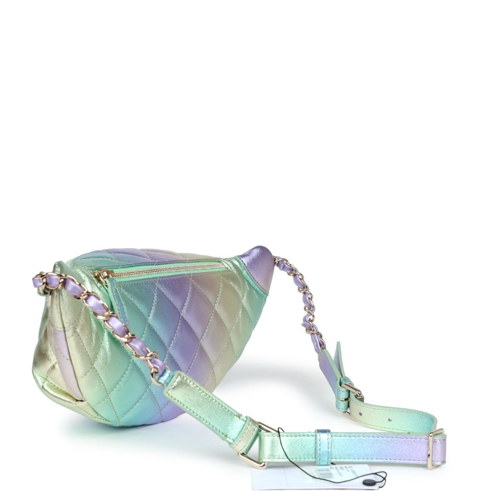 Chanel Belt Bag Rainbow Metallic Lambskin Light Gold Hardware - Image 7