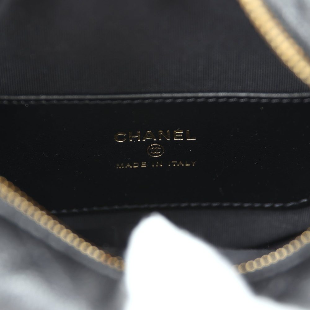 Chanel Mini Round Hobo Pouch Bag Black Caviar Gold Hardware - Image 9