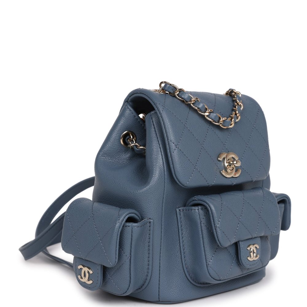 Chanel Small Duma Backpack Blue Caviar Light Gold Hardware - Image 2