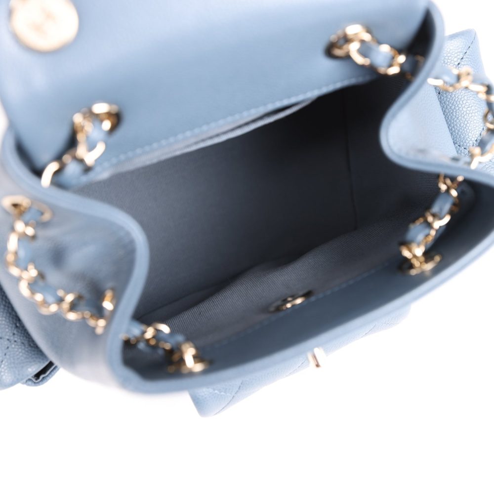 Chanel Small Duma Backpack Blue Caviar Light Gold Hardware - Image 7