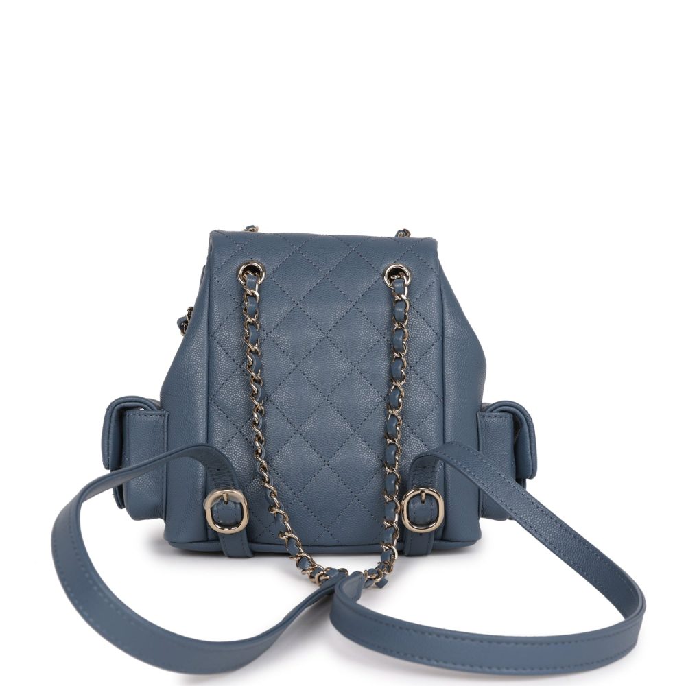 Chanel Small Duma Backpack Blue Caviar Light Gold Hardware - Image 5