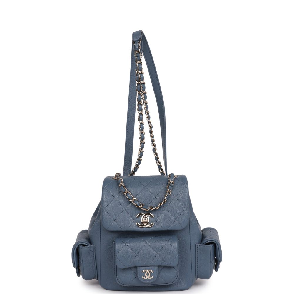 Chanel Small Duma Backpack Blue Caviar Light Gold Hardware - Image 6