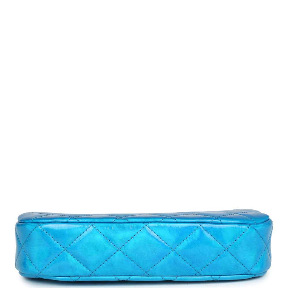 Chanel Mini Hobo Bag Blue Metallic Goatskin Silver Hardware - Image 7